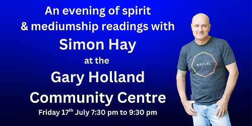 Aussie medium Simon Hay at the Gary Holland Community Centre