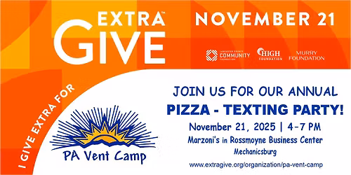 Pizza-Texting Party to benefit PA Vent Camp on ExtraGIVE Day
