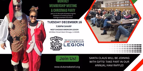 DuKane ABATE Monthly Membership Meeting & Christmas Party