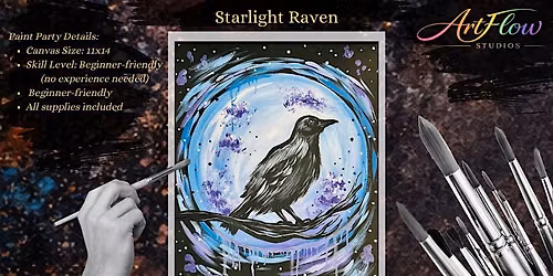 Late Night Painters: Starlight Raven | $32 | After-Hours BYOB Paint Party (Quad Cities \u2013 Bettendorf, IA)