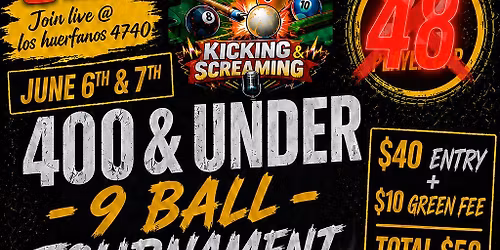 synister streamroom and off the rail presents 1st 400 amd under 9ball tournament