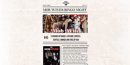 \ud83d\udc8b Mob Wives Family-Style Italian Dinner & Bingo Night at Ten Tavern!