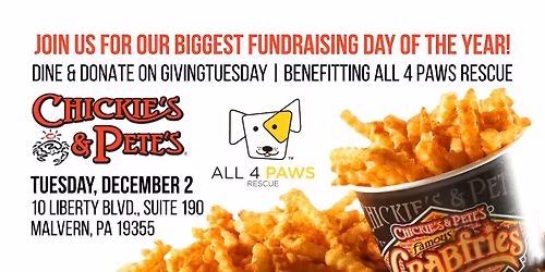 Chickie's and Pete's Malvern Dine & Donate for GivingTuesday