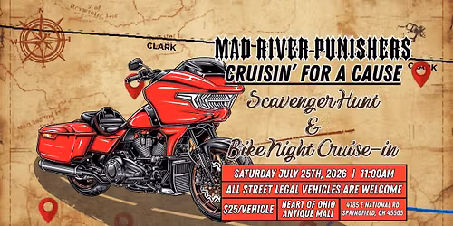 Cruisin\u2019 for a Cause Scavenger Hunt and Bike Night Cruise-In