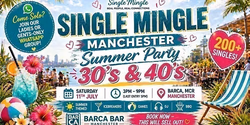 Summer Single Mingle Party (30s &amp; 40s) | Manchester | 200+ Singles