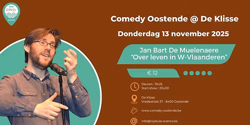 Comedy Oostende @ De Klisse - Jan Bart De Muelanaere - Over leven in West-Vlaanderen