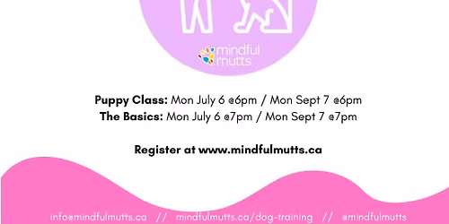 The Basics- Dog Training Class; Sept 7 @7pm