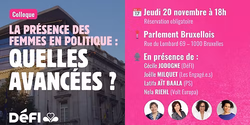 Colloque | "La pr\u00e9sence des femmes en politique : quelles avanc\u00e9es ?"