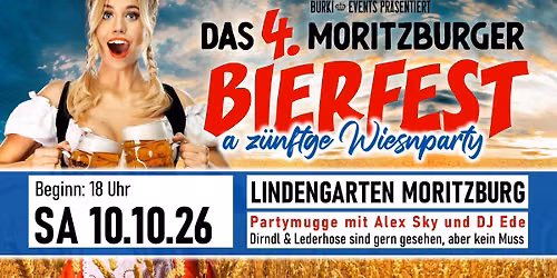 "Das 4. Moritzburger Bierfest" am 10.10.26 im Lindengarten Moritzburg by Burki*Events