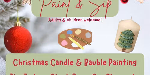 Christmas craft candle and bauble painting