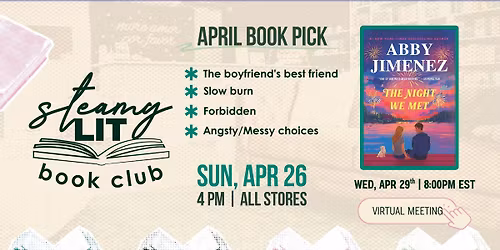 Tampa - Steamy Lit Bookclub - The Night We Met by Abby Jimenez