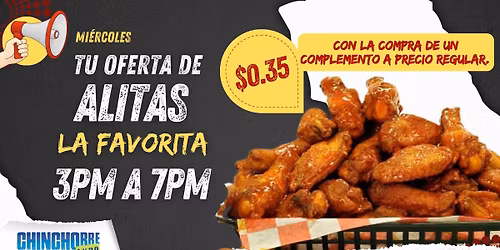 Mi\u00e9rcoles \u201cLa favorita\u201d: Alitas a 35 centavos de 3pm a 7pm