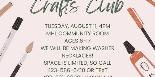 Arts & Crafts Club August 11