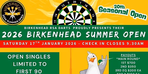 2026 Birkenhead Darts Summer Open