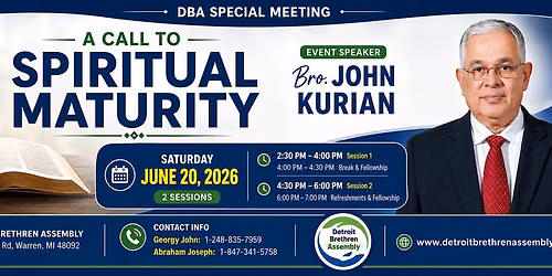 DBA Special Meeting || Bro. John Kurian || 6\/20\/2026