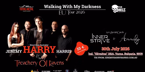 Club Smile - Varna - WALKING WITH MY DARKNESS \u2013 EUROPEAN TOUR 2026 \u26a1 LIVE IN VARNA \u2013 ONE NIGHT ONLY!