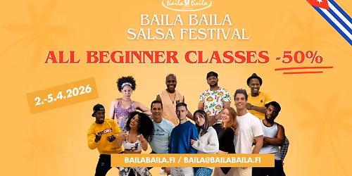 Baila Baila Salsa Festival 2026: ALL BEGINNER CLASSES -50%!