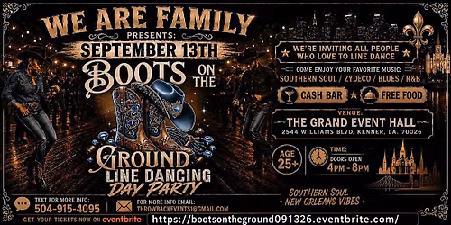 Boots on the Ground Line Dance Day Party- Sept. 13, 2026