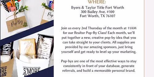 Realtor Monthly Pop-By Workshop
