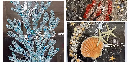  April 25th 3-5 pm, \u201cChoose Your Own Design\u201d Resin Class on an 8x10 Glass Frame with Melanie and Ed 