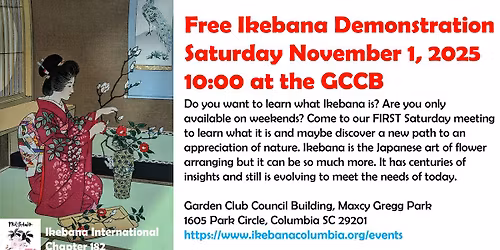 Free Saturday (November 1) Ikebana Demonstration