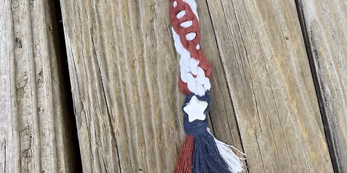 Red White and Blue Macrame Keychain