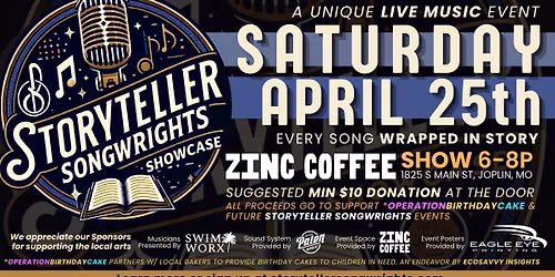 Storyteller Showcase: Song Wrapped In Story | Presented by Swim Worx \/ Zinc Coffee \/ Palen Music