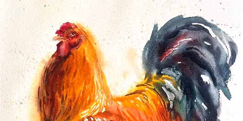 Rooster Watercolour at Glendale Community Hall