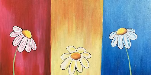 Join our beautiful Trio of Daisies paint and sip painting event