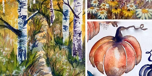 INTRO TO WATERCOLORS CLASS - Fall Flowers & Aspens