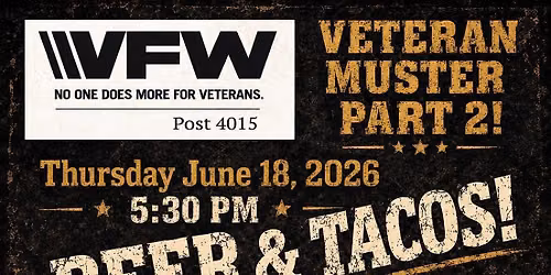Please Register! Stumptown Taps Beer and Fuego Tacos Rally Point! June Veteran Muster Part 2!