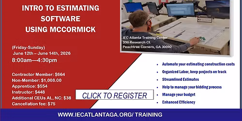 (NEW DATE) Intro to Estimating Software using McCormick Systems