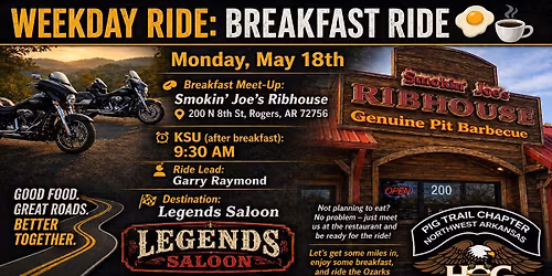 HOG2075 Weekday Ride: Breakfast Ride May 2026