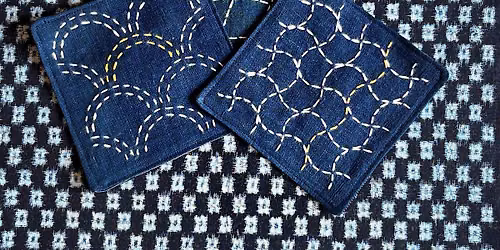 Stitch a Sashiko embroidery coaster in Artist's studio