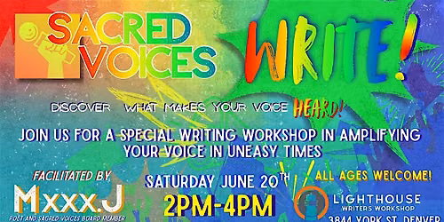 Sacred Voices WRITE Pride Month Writing Workshop