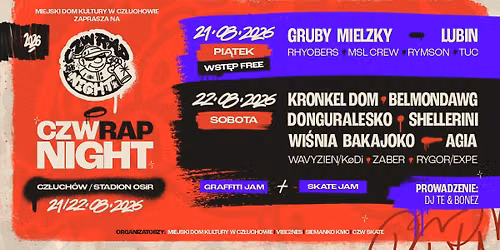 CZW Rap Night 2026: GRUBY MIELZKY SHELLERINI KRONKEL DOM GURAL AGIA WI\u015aNIA BAKAJOKO LUBIN BELMONDAWG