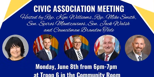 Lawmakers to host the next Civic Association Meeting on Monday, June 8th