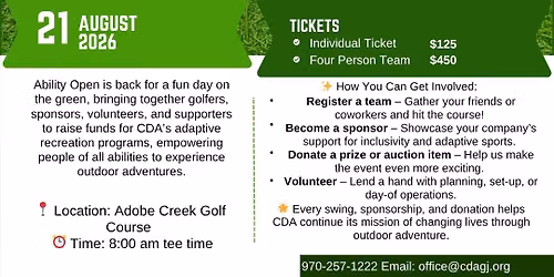 Ability Open Golf Tournament- Colorado Discover Ability