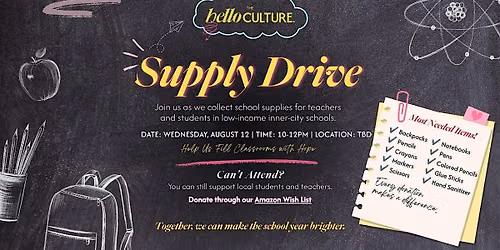 Hello Culture School Supply Drive