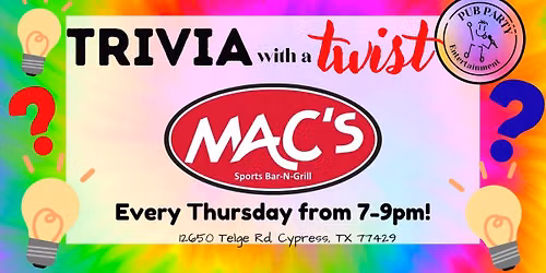 Trivia with a Twist at Macs!