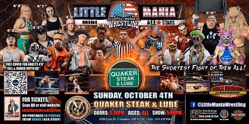 Columbus, OH -  Little Mania Mini Wrestling @ Quaker Steak & Lube