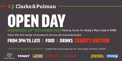 OPEN DAY Raising funds for Andy's Man Club & RABI