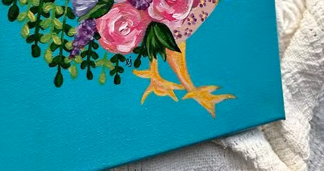 Floral Chicken Canvas Painting Craft Class Workshop