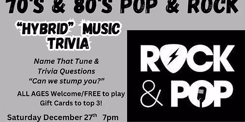 70's & 80's Pop & Rock TRIVIA!!