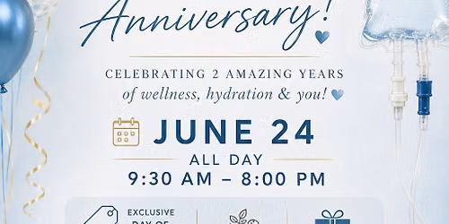 2nd Year Anniversary for Rehydrate IV Infusion!