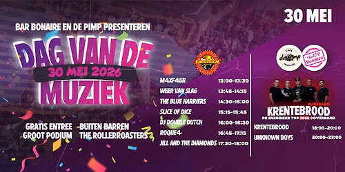 Dag van de Muziek 2026 - Feestcaf\u00e9 Bonaire & Caf\u00e9 de Pimp