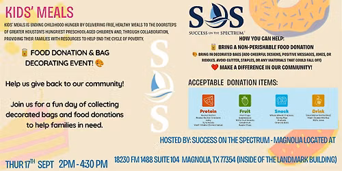 Free Autism Event: FOOD DONATION & BAG DECORATING!