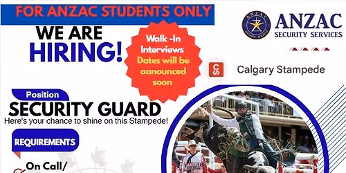 STAMPEDE HIRING FOR ANZAC STUDENTS ONLY !