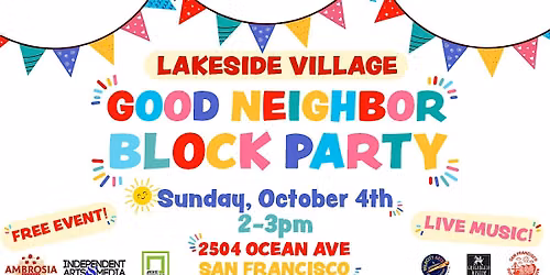 Good Neighbor Block Party in Lakeside Village: fun, music, $10 vouchers!