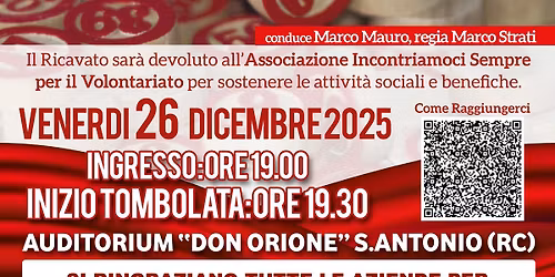 Tombolata Incontriamoci Sempre 2025 su Maxi-Schermo. Ricchissimi Premi